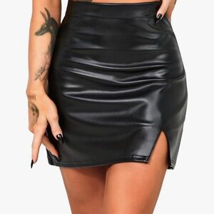 Black Faux Leather Mini Skirt